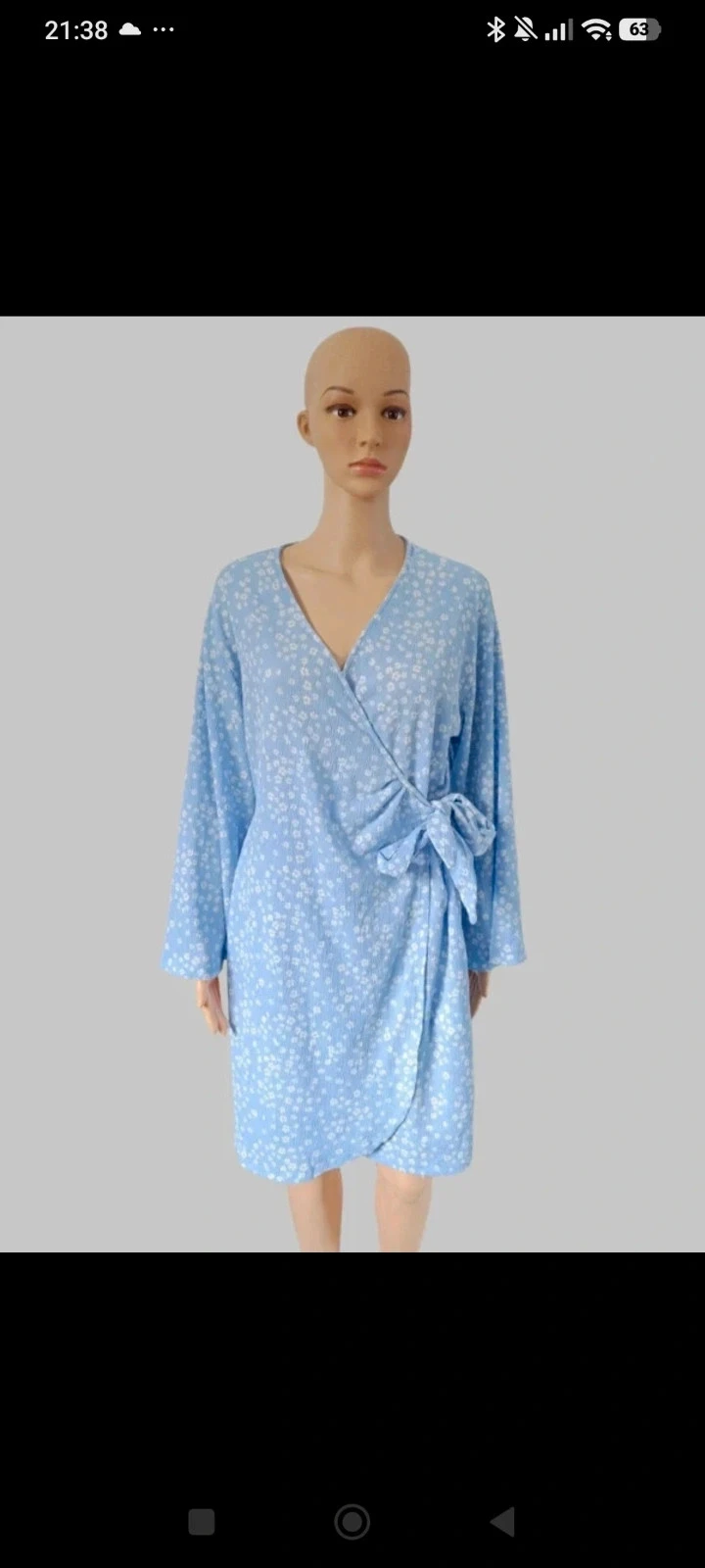 Robe portefeuille Esmara 38/40 bleue à fleurs manches longues